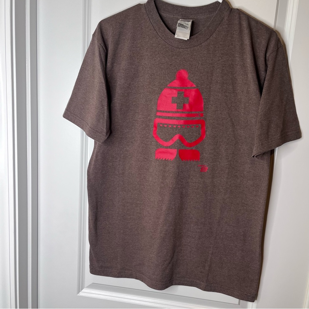 Brown T-Shirt with Pink Graphic